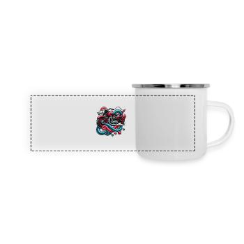 Vintage Motorrad Traumkunst - Panorama Emaille-Tasse - Weiß - Vorne