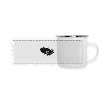 Kellerassel Miky - Süßes Käferchen – Glücksbringer - Panorama Emaille-Tasse - Weiß - Vorne