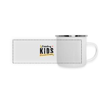 Nourrir les enfants est un travail de cœur Déjeuner de l’école Dame - Mug panoramique émaillé - blanc - Devant