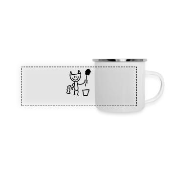 Putzteufel - Line - Panorama Emaille-Tasse - Weiß - Vorne
