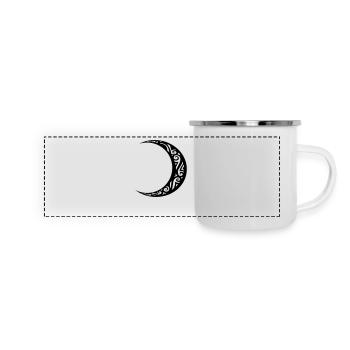 Halbmond-Tätowierung Mond-Stammes-Tätowierung - Panorama Emaille-Tasse - Weiß - Vorne