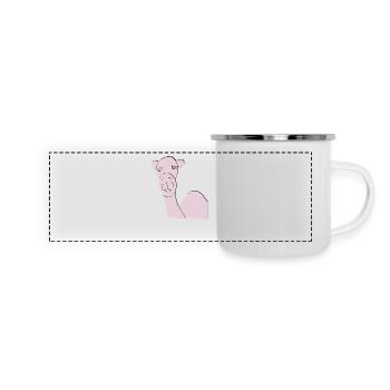 kamel rosa - Panorama Emaille-Tasse - Weiß - Vorne