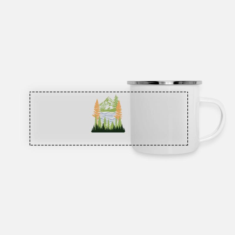 Evergreen Serenity Scene - Panoramic Camper Mug - white