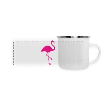 Flamingo pink Sommer Sonne Strand - Panorama Emaille-Tasse - Weiß - Vorne