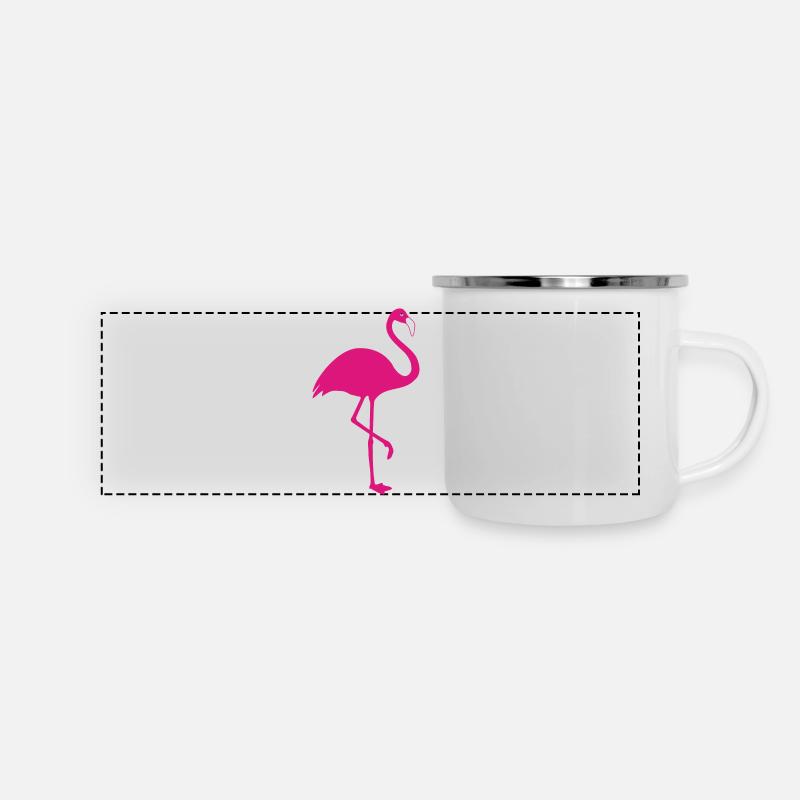 Flamingo pink Sommer Sonne Strand - Panorama Emaille-Tasse - Weiß