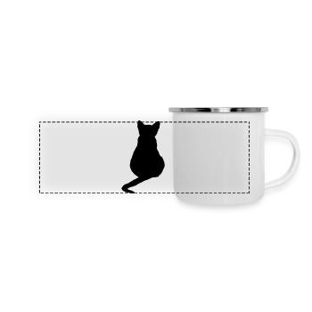 Katze Kätzchen Katzenshirt Geschenk - Panorama Emaille-Tasse - Weiß - Vorne