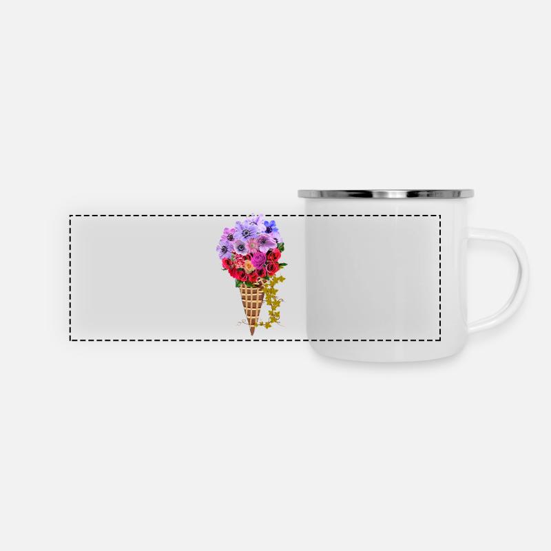 Bouquet de cornet de crème glacée floral - Mug panoramique émaillé - blanc
