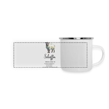 Chefin Schäffin Schaf Lustige Sprüche Humor - Panorama Emaille-Tasse - Weiß - Vorne