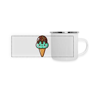 Glace chocolat pistache mignonne - Mug panoramique émaillé - blanc - Devant