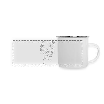 PORTRÄT von verliebten Menschen Rose eine Zeile - Panorama Emaille-Tasse - Weiß - Vorne