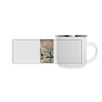 Japan Kirchenblüten Kunst Design - Panorama Emaille-Tasse - Weiß - Vorne