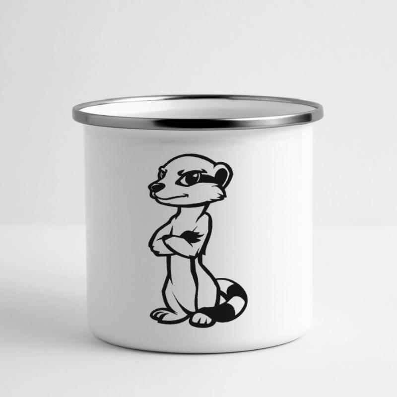 erdmännchen comic Panorama Emaille-Tasse