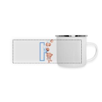 Blue Letter i Bear - Panoramic Camper Mug - white - Front