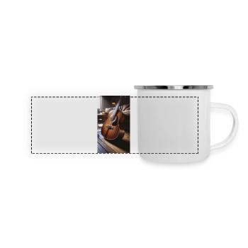 Akustische Gitarre - Panorama Emaille-Tasse - Weiß - Vorne