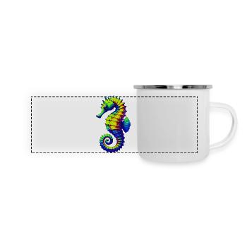 Seepferdchen - Panorama Emaille-Tasse - Weiß - Vorne