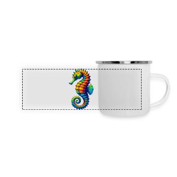 Seepferdchen - Panorama Emaille-Tasse - Weiß - Vorne