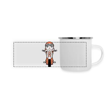 Bird Motorcycle Riding Biker Motorcyclist Hobby - Panoramic Camper Mug - white - Front