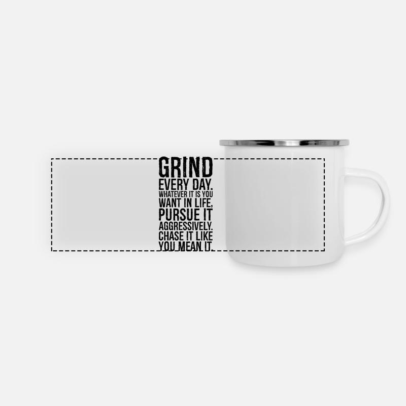 grind every day whatever it is you want in life - Panoramic Camper Mug - white