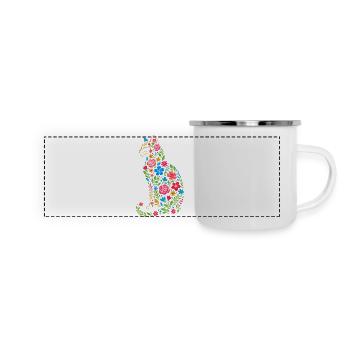 Fleurs de chat - Mug panoramique émaillé - blanc - Devant
