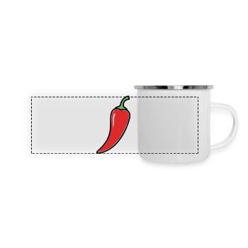 Chili Schote Scharf Comic - Panorama Emaille-Tasse - Weiß - Vorne