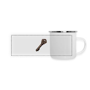 Schlüssel / Schloss / verschlossen / Sicherheit - Panorama Emaille-Tasse - Weiß - Vorne