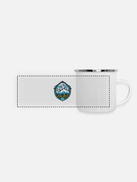 Alpen Berge Symbol - Panorama Emaille-Tasse - Weiß