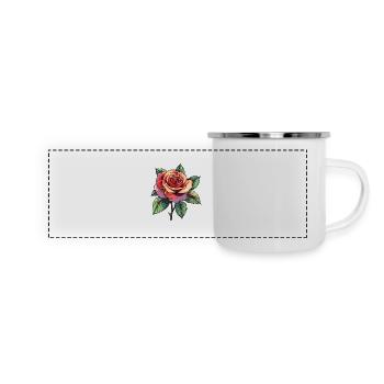 Rose Blume - Panorama Emaille-Tasse - Weiß - Vorne