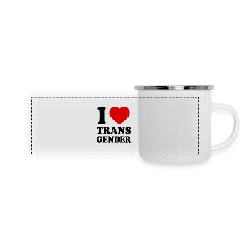 I love transgender trans gender - Panorama Emaille-Tasse - Weiß - Vorne