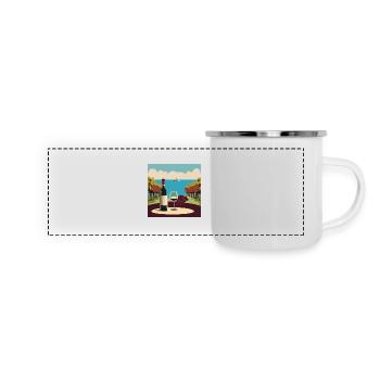 Wein / Rotwein / Weißwein - Panorama Emaille-Tasse - Weiß - Vorne