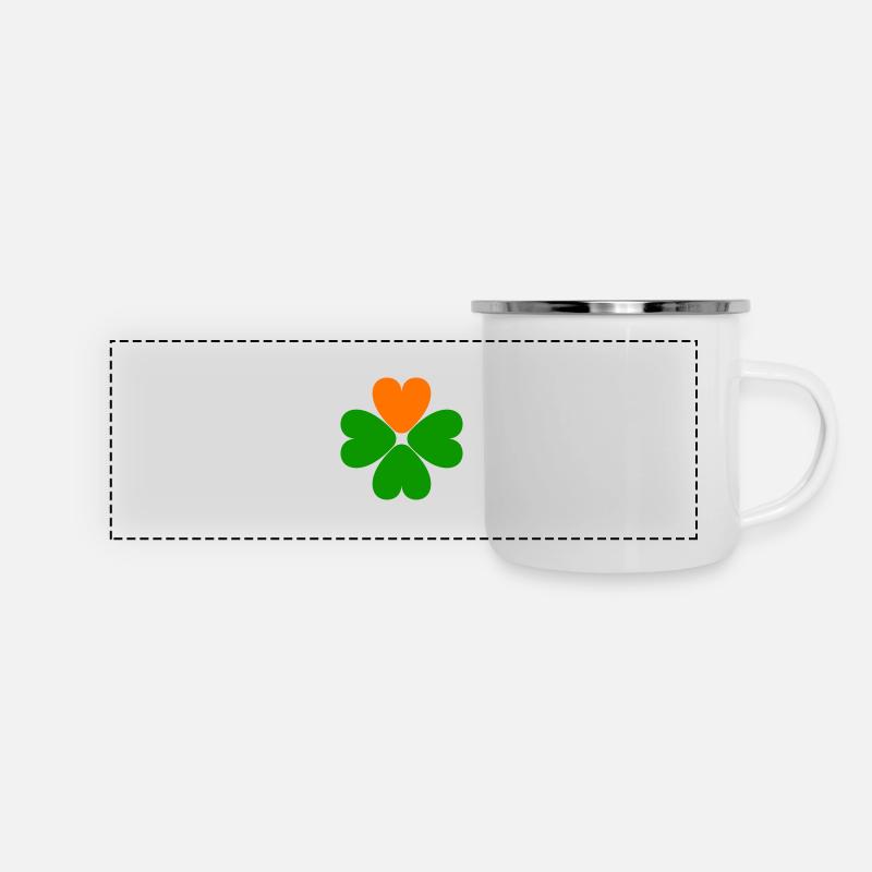 Cœur de trèfle trèfle de la Saint-Patrick - Mug panoramique émaillé - blanc