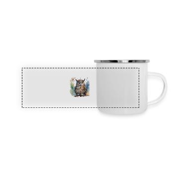Pouvoir chamanique Animal Hibou, Sagesse, Intuition - Mug panoramique émaillé - blanc - Devant