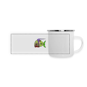 Fisch - Panorama Emaille-Tasse - Weiß - Vorne