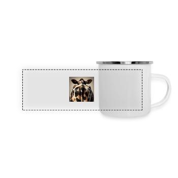 Kuh von hinten - Panorama Emaille-Tasse - Weiß - Vorne