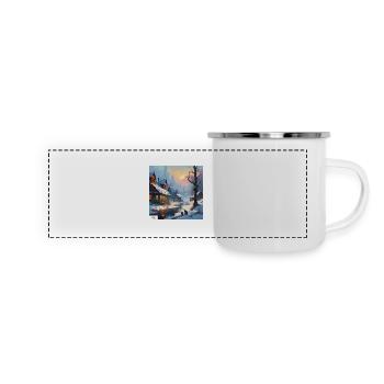 Matinée du village d’hiver - Mug panoramique émaillé - blanc - Devant