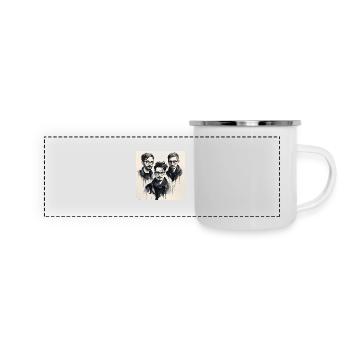 Portrait d’amis à l’encre - Mug panoramique émaillé - blanc - Devant