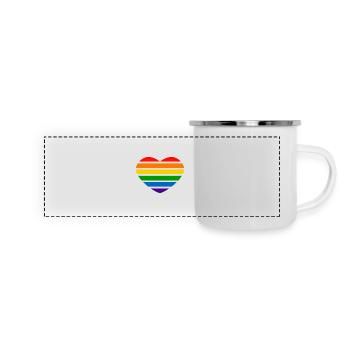 Herz - Regenbogen - Panorama Emaille-Tasse - Weiß - Vorne