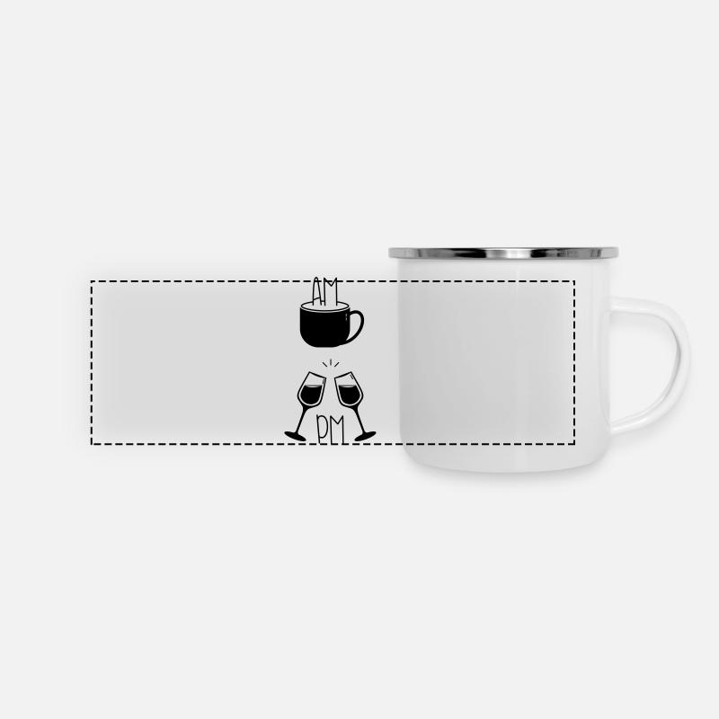 Kaffee und Wein AM / PM - Panoramic Camper Mug - white