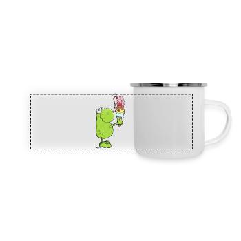 Frosch mit Eis - Panorama Emaille-Tasse - Weiß - Vorne