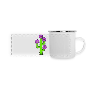 Kaktus Pflanze Stachelig Stacheln Wüsten Kakteen - Panorama Emaille-Tasse - Weiß - Vorne