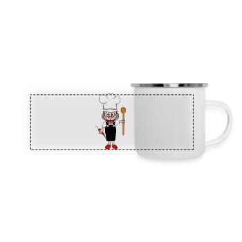 Affen Affe Kochkunst Hobbykoch Gastgeber - Panorama Emaille-Tasse - Weiß - Vorne