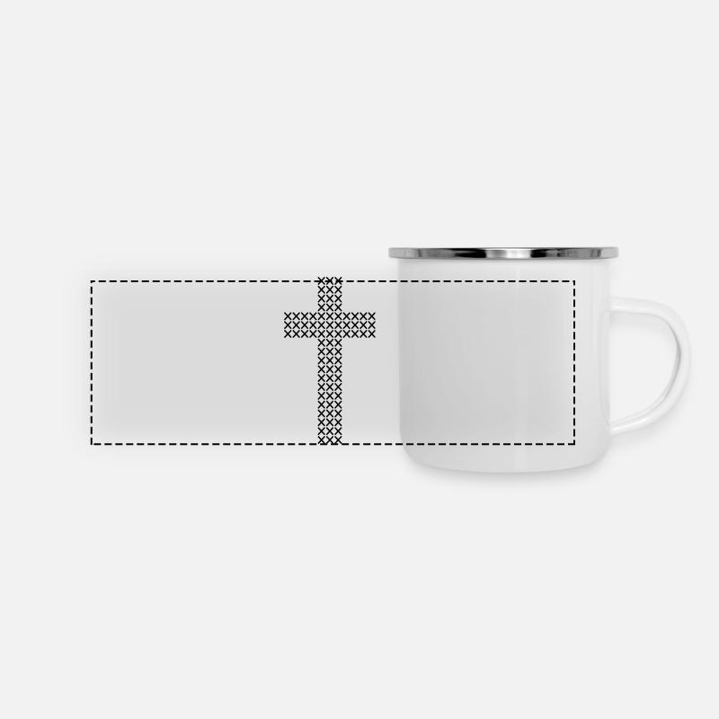 Cross Stitch Cross Pattern - Panoramic Camper Mug - white