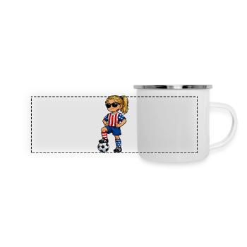 Fußball Mädchen USA Amerika Fan Amerikanisch - Panorama Emaille-Tasse - Weiß - Vorne