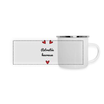 PENSIONIERT. RENTE. FROHEN RUHESTAND - Panorama Emaille-Tasse - Weiß - Vorne