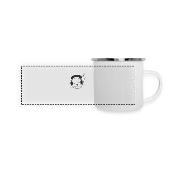 Musik Kopfhörer Katze - Panorama Emaille-Tasse - Weiß - Vorne