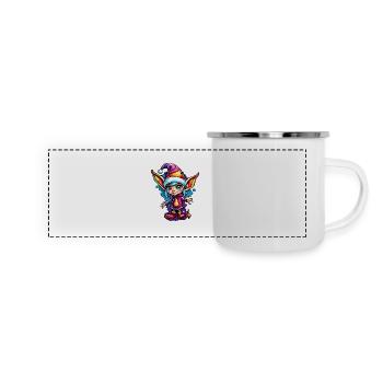 Diablotin / Nain / Fée / Noël / Elfe - Mug panoramique émaillé - blanc - Devant