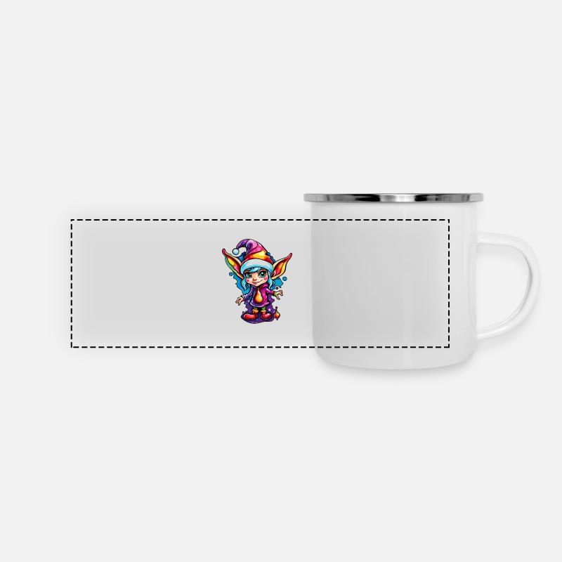 Diablotin / Nain / Fée / Noël / Elfe - Mug panoramique émaillé - blanc