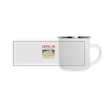 Stufe 48 abgeschlossen, 48 Geburtstagsgeschenk - Panorama Emaille-Tasse - Weiß - Vorne