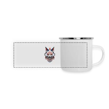 Kitsune Ukiyo-E Kanji Vintage Japan Streetwear - Panoramic Camper Mug - white - Front