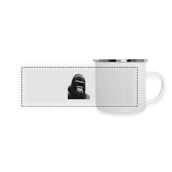 Silberrücken-Gorilla - Panorama Emaille-Tasse - Weiß - Vorne