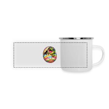Oeuf de Pâques coloré avec motif grenouille à couver - Mug panoramique émaillé - blanc - Devant